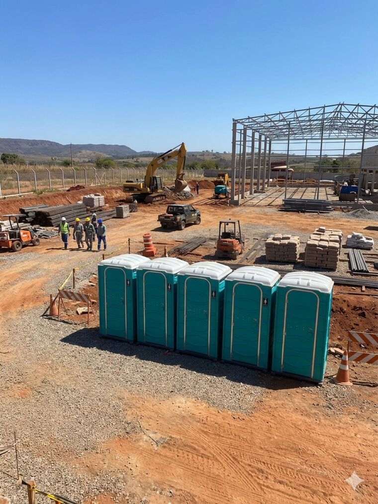 Banheiro químico Standard azul para canteiro de obras e construção civil